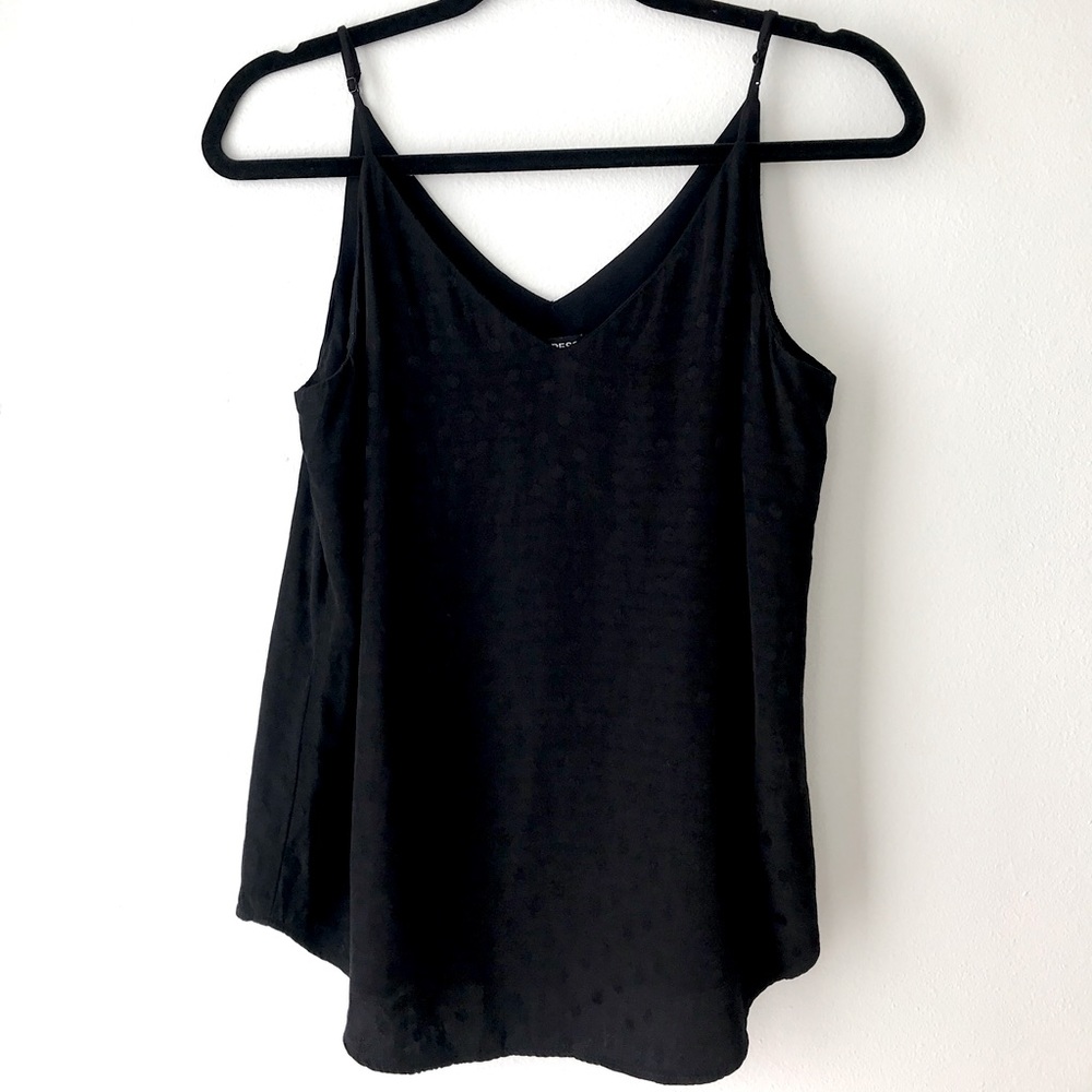 Express Tops Velvet Dot Downtown Cami Black, Size: Petite Small - Picture 3 of 8